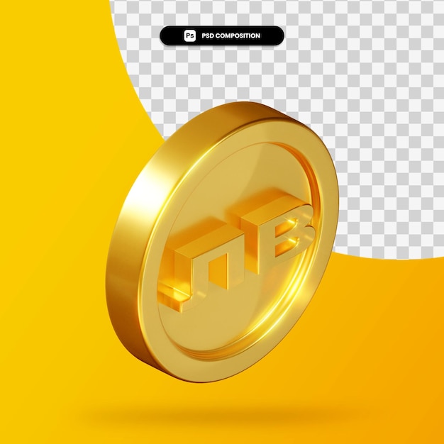 Golden bulgarian lev coin 3d rendering isolated