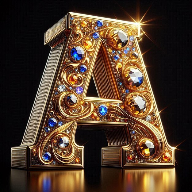 PSD golden a capital letter as social media avatar template on black background mockup