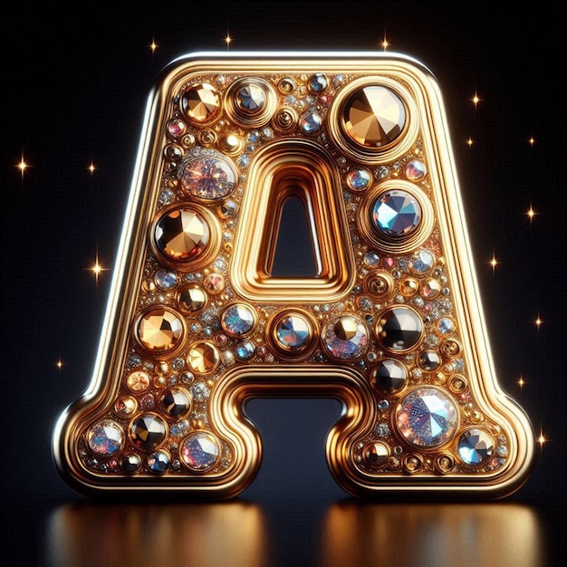 PSD golden a capital letter as social media avatar template on black background mockup