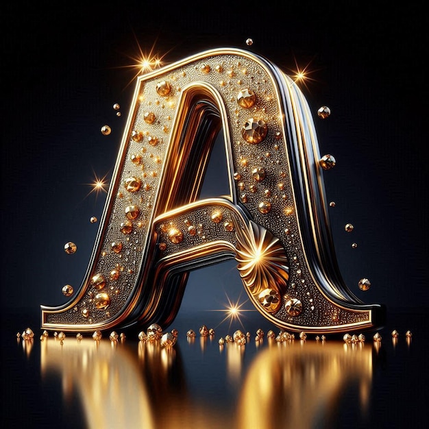 PSD golden a capital letter as social media avatar template on black background mockup