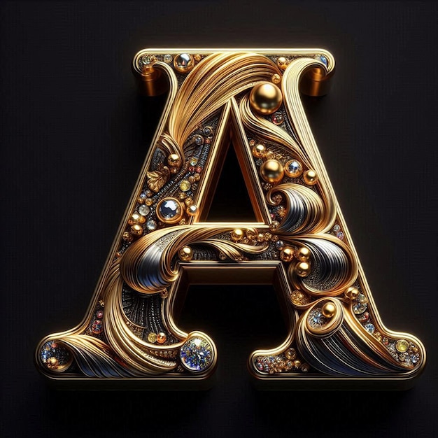 PSD golden a capital letter as social media avatar template on black background mockup