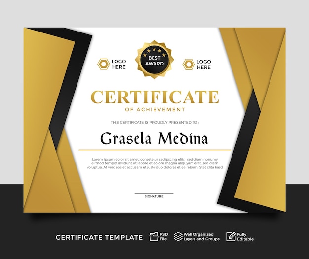 golden certificate template design