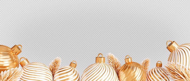 Golden christmas ball and confetti with decoration 3d rendering