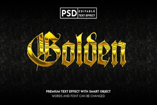 Golden Chrome Editable Text Effect