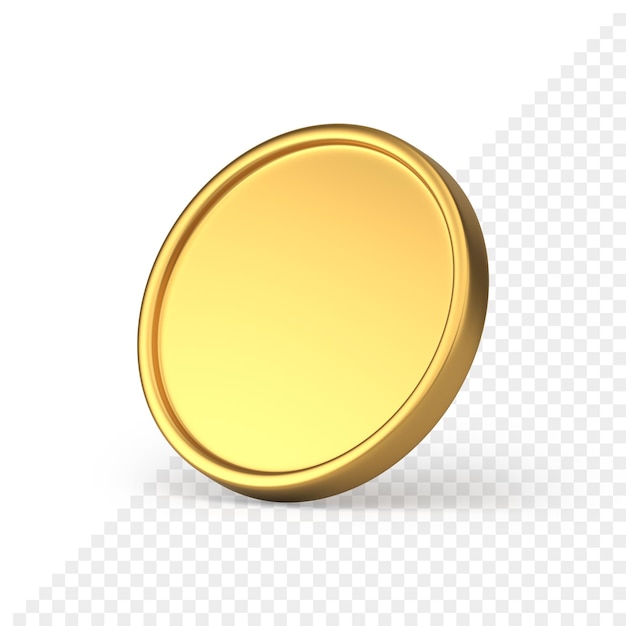 Golden coin cash money circle financial lucky fortune lottery win realistic 3d icon