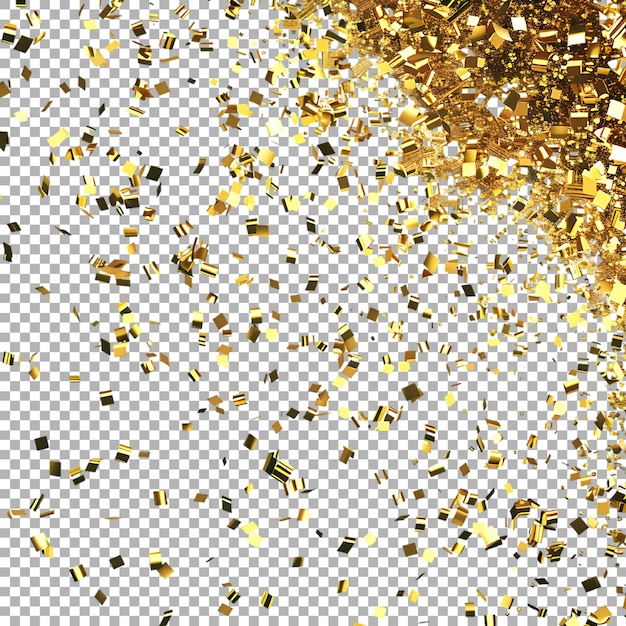 Golden Confetti in Air on Transparent Background Ai Generated