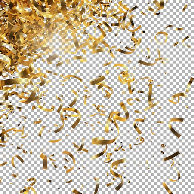 Golden Confetti in Air on Transparent Background Ai Generated