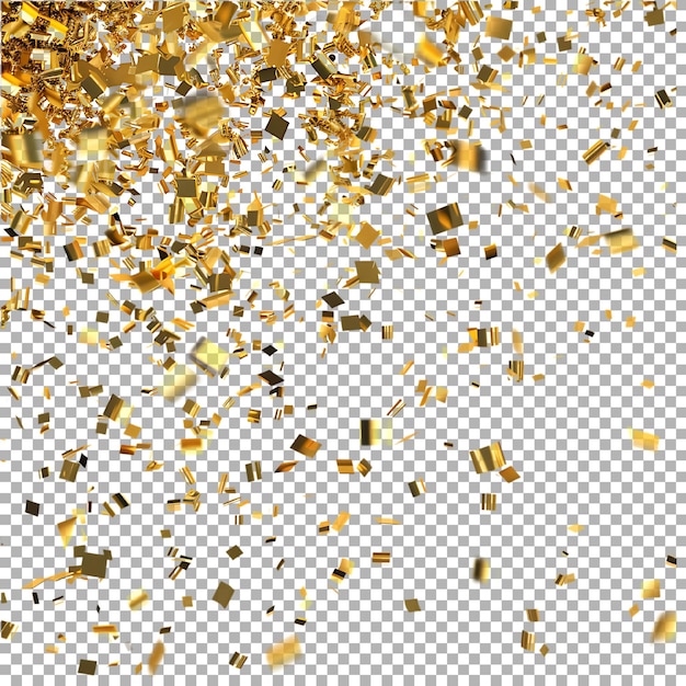 Golden Confetti in Air on Transparent Background Ai Generated