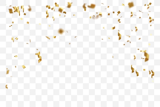 PSD golden confetti on transparent background