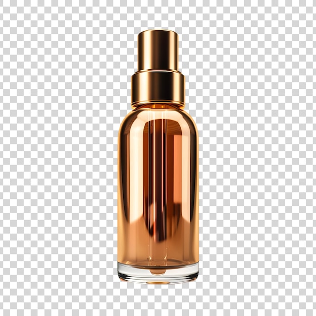 PSD a golden cosmetics product bottle with a transparent background