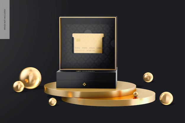 Golden Credit Card Boxes Mockup