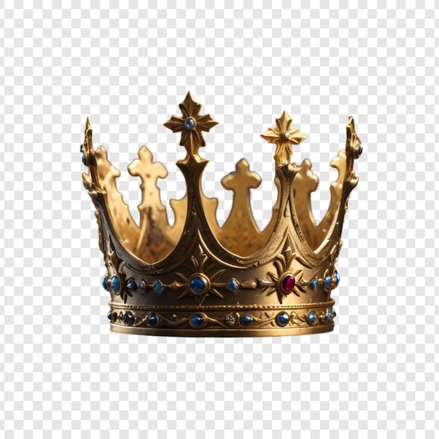 PSD golden crown isolated on transparent background