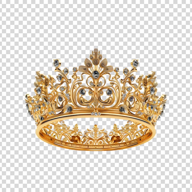 Golden crown isolated on a transparent background