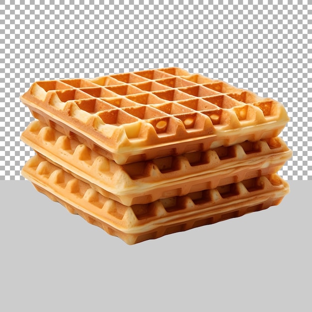 Golden Crust Belgian Waffle on Transparent background Ai Generated