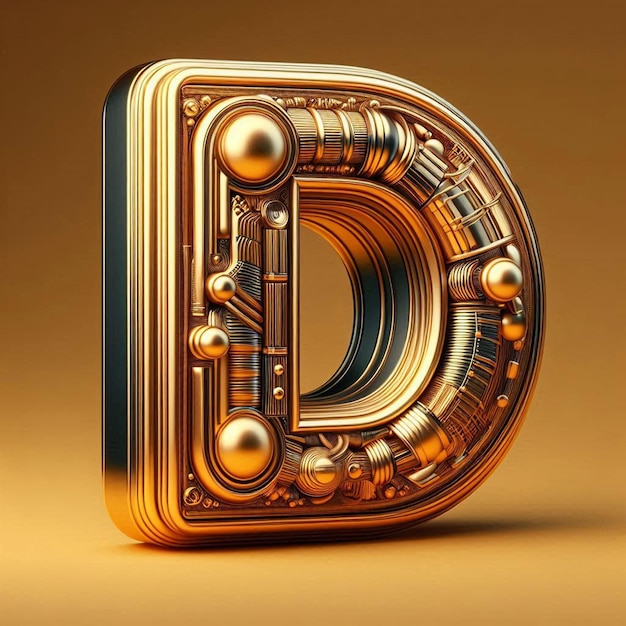 PSD golden d capital letter as social media avatar template on golden background mockup