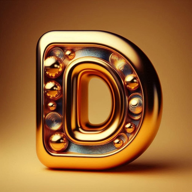 PSD golden d capital letter as social media avatar template on golden background mockup