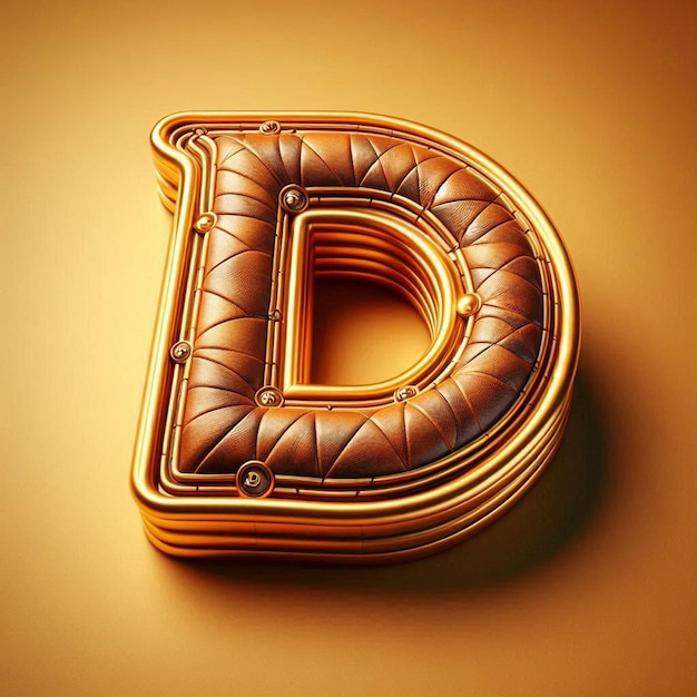 Golden D capital letter as social media avatar template on golden background mockup