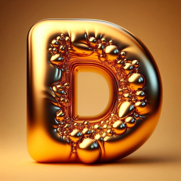 PSD golden d capital letter as social media avatar template on golden background mockup