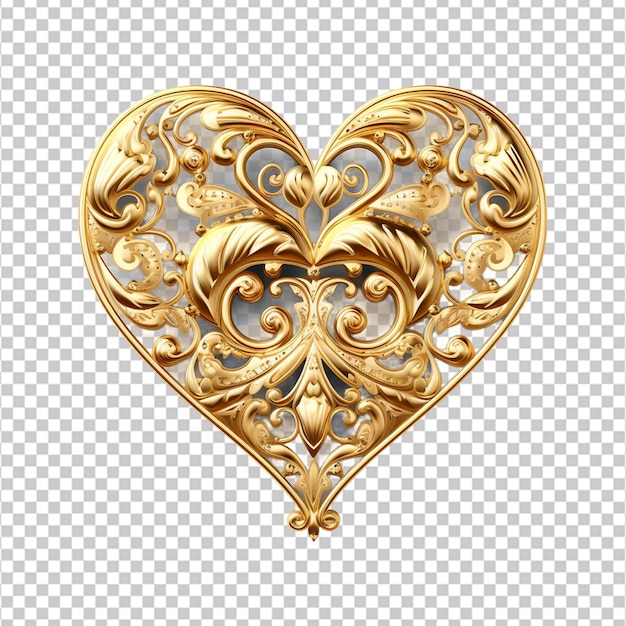 golden decoration heart isolated on white background