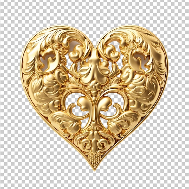 golden decoration heart isolated on white background