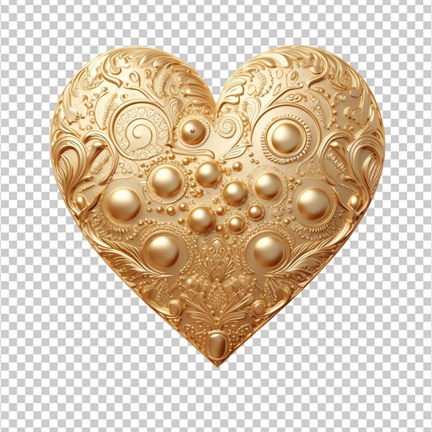 golden decoration heart isolated on white background