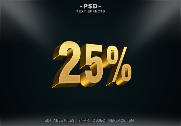 Golden Discount 25% Editable Text Effects