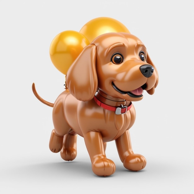 PSD a golden dog with a gold ball on its head