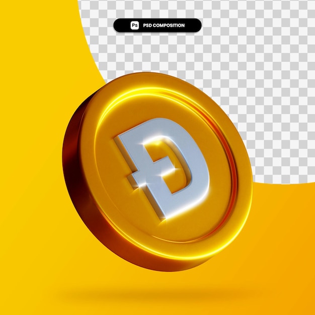 Golden doge coin 3d rendering isolated