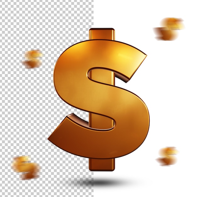 Golden Dollar Sign 3D Rendering