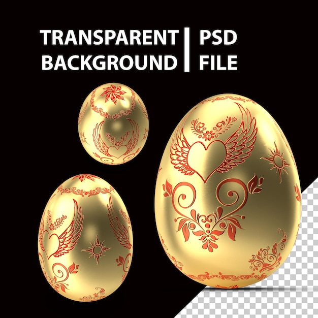 Golden Egg Heart Design PNG