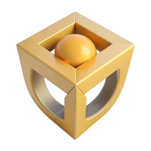 PSD a golden egg in a square shaped box with a gold egg inside