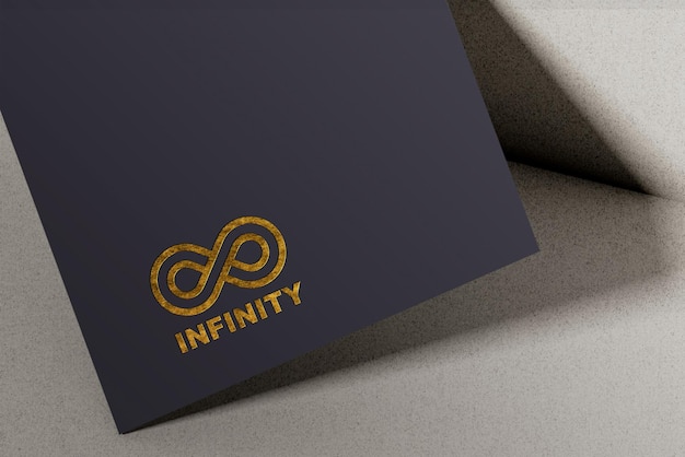 Golden Embossed Logo Mockup On Paper engraved logo