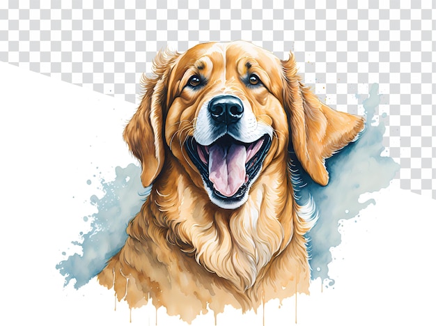 Golden Euphoria Transparent Watercolor Painting Captures a Happy Retriever