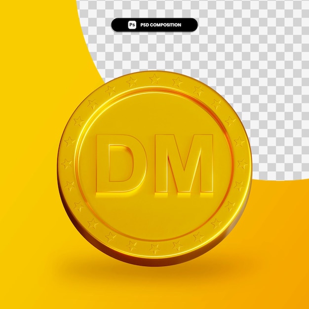 Golden exchange coin 3d rendering isolated