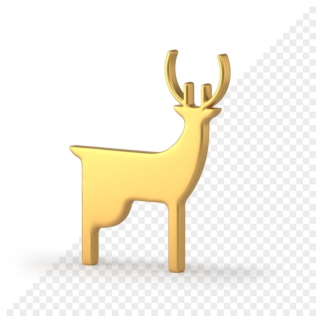 Golden figurine of abstract deer 3d render