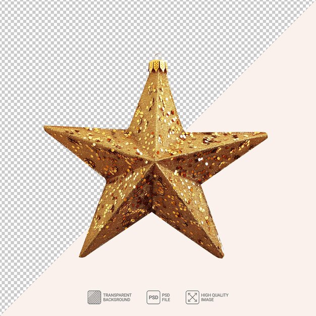 PSD golden five star christmas isolated on transparent background