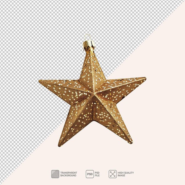 PSD golden five star christmas isolated on transparent background