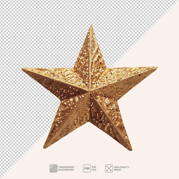 PSD golden five star christmas isolated on transparent background