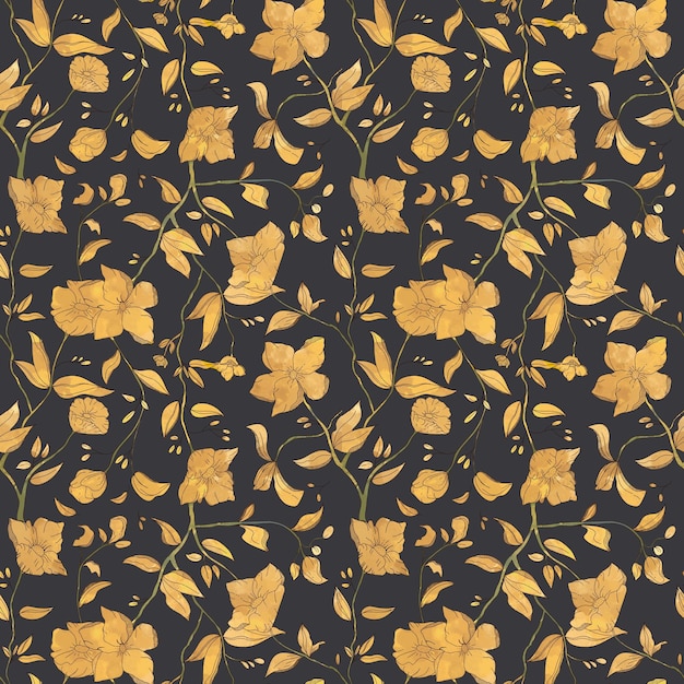 Golden flower Luxury Seamless pattern