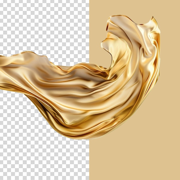 PSD golden flying fabric png isolated on transparent background