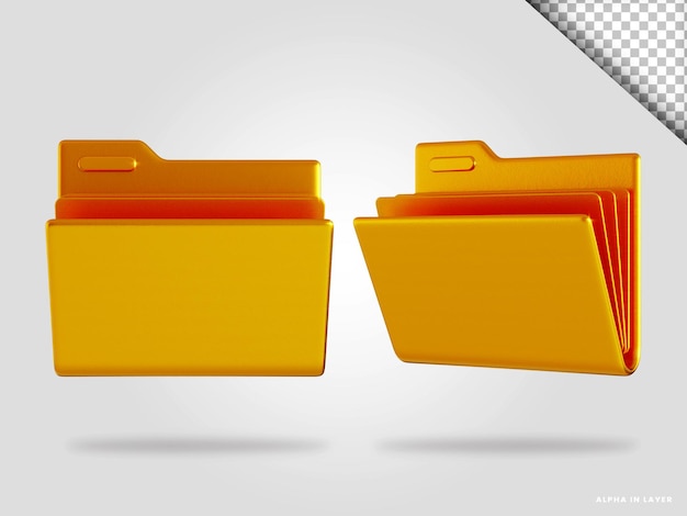 Golden folder 3d render illustration isolated