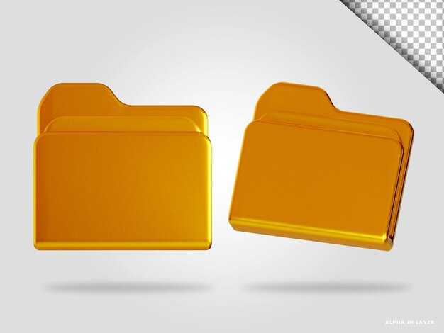 Golden folder 3d render illustration isolated