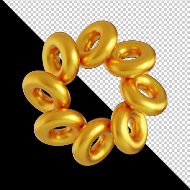 Golden Geometric Shapes in Abstract 3D Composition