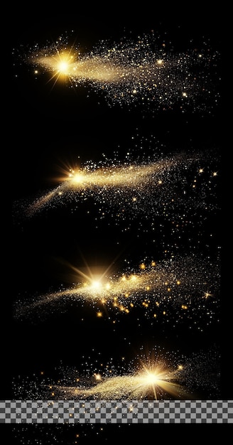 Golden glitter particular effect on transparent background