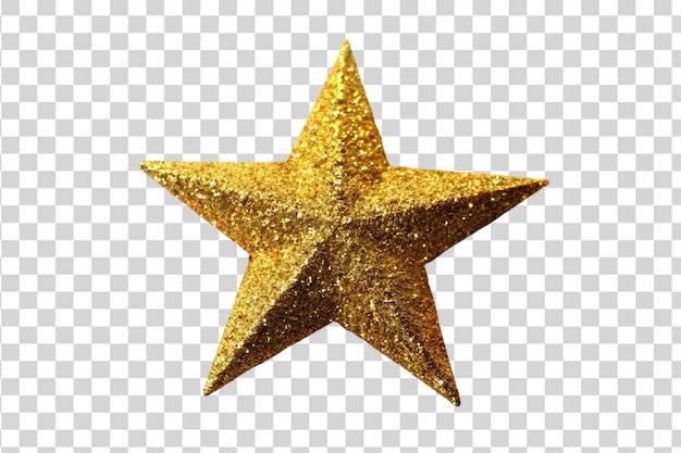 Golden glitter star isolated on transparent background