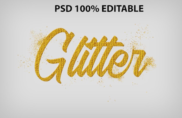 Golden glitter text effect PSD