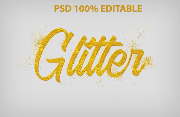 Golden glitter text effect PSD