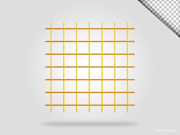 PSD golden grid 3d render illustration isolated