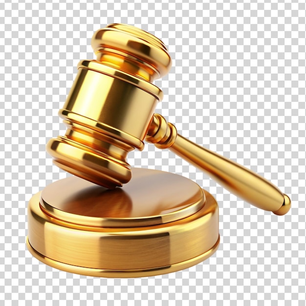 Golden hammer judge Isolated on transparent background