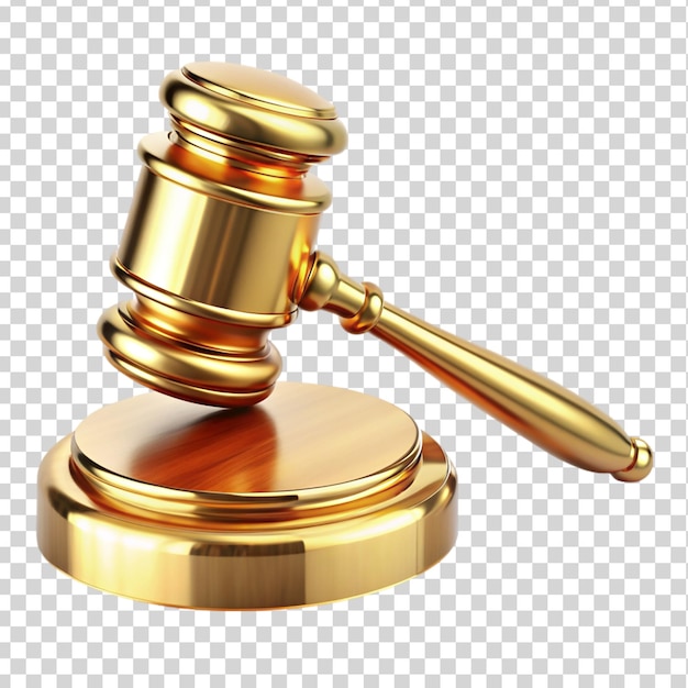 Golden hammer judge Isolated on transparent background